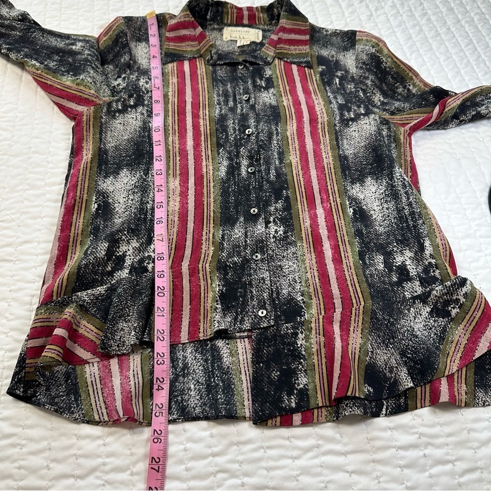 Artelier 100% Silk Nicole Miller Women's Blouse  Multicolored Print In Size S - Picture 4 of 13